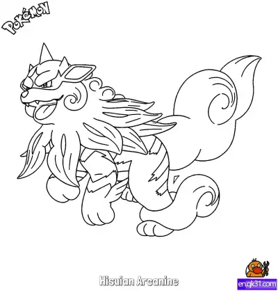 Free printable Hisuian Arcanine Coloring Page - Free Printable Pokemon Coloring Sheets coloring page